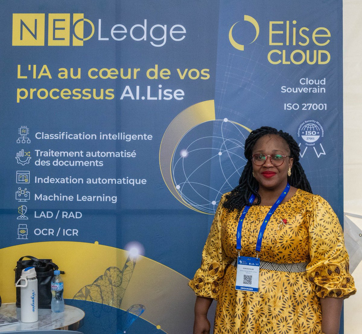 Ne faites pas attention au nom de la solution derrière moi(𝐄𝐥𝐢𝐬𝐞 𝐂𝐥𝐨𝐮𝐝…pure coïncidence)
Mais une chose est sûre :l’Afrique se transforme et la Guinée en est au cœur.
Panels,IA,cybersécurité,infrastructures, État plateforme…Conakry a vibré d’idées et d’ambition
𝐄.𝐊