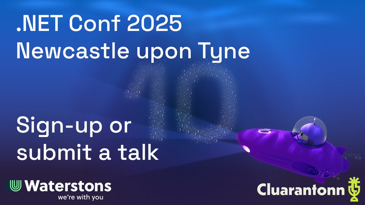RoguePlanetoid's tweet image. Sign-up or submit a talk for .NET Conf 2025 - Newcastle upon Tyne which is a free in-person event  on 24th November from 6pm at meetup.com/dev-community-… sponsored by @WaterstonsLtd and @cluarantonn celebrating the release of .NET 10 and Visual Studio 2026! #dotnetconf #mvpbuzz