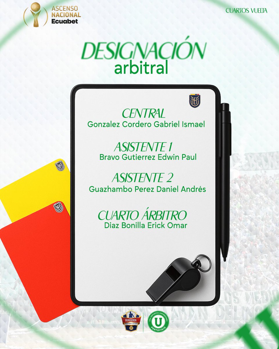 LDUPoficial's tweet photo. Designación arbitral
#GuarandaFC 🆚 #LDUP
#LDUP2025 https://t.co/jlpNGnJPNE