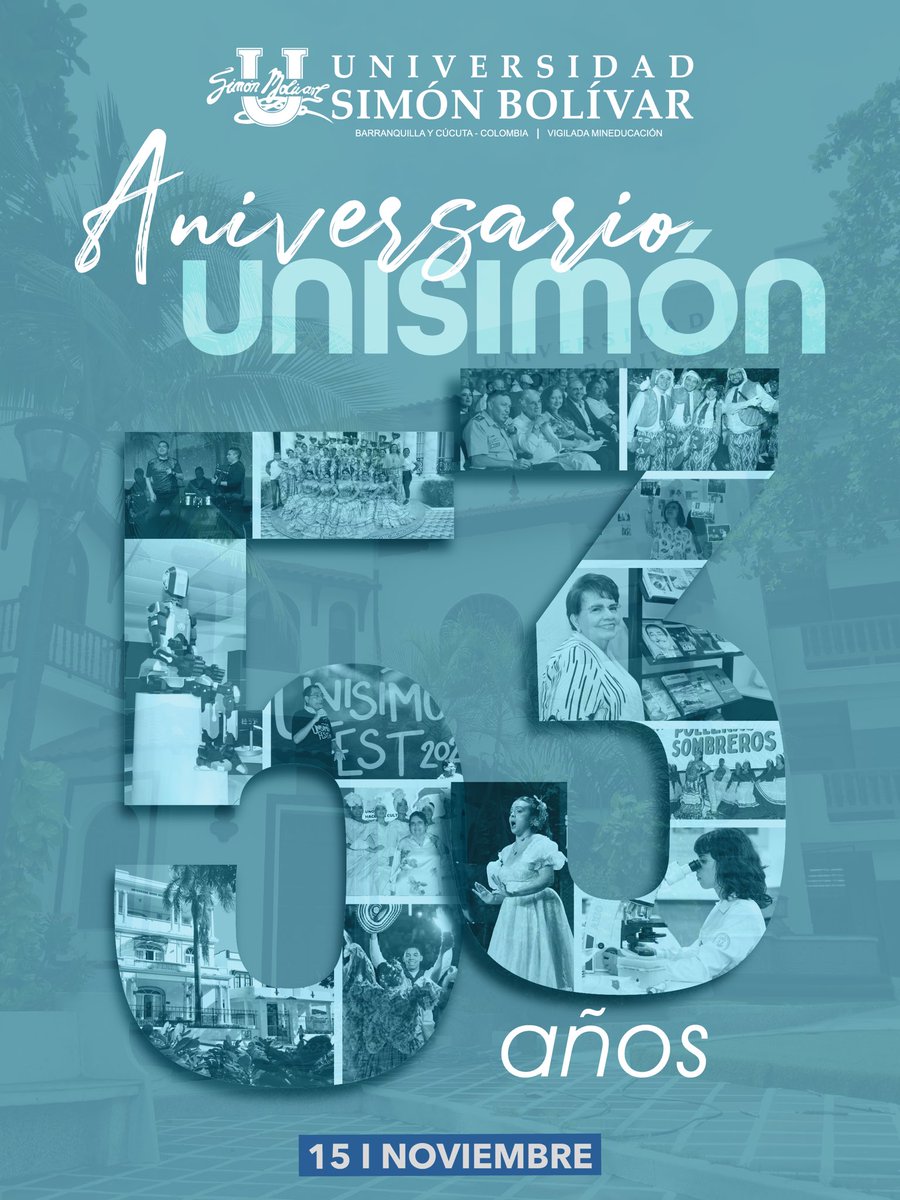 💚🤍 ¡Estamos de aniversario!

Hoy celebramos 5️⃣3️⃣ años de transformar vidas en Unisimón. 💚🤍

📚 Más de medio siglo de compromiso, crecimiento y formación de generaciones de líderes que impactan a Colombia y al mundo. 🇨🇴