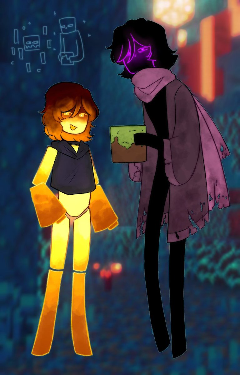 roseyfizzle's tweet photo. Minecraft au designs inspired from when I played MC Dungeons with bestie....
Alma was a human revived as a blaze while Nacl is an enderman! ⛏️
//
#roseyart #roseyocs #friendocs #ocs #art #minecraftart #Minecraft #minecraftau https://t.co/HD5lMmkLBY