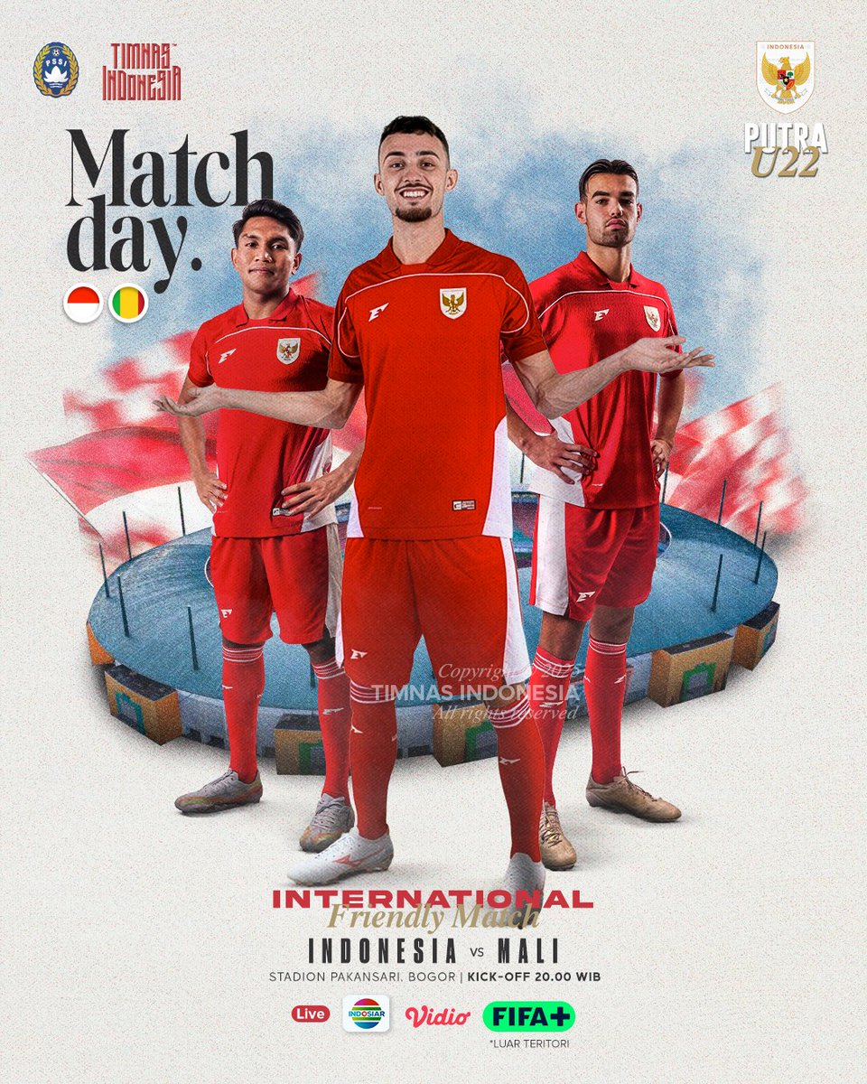TimnasIndonesia's tweet photo. Uji coba pertama di bulan November ⏳🦅

🆚 Mali
⏰ 𝐇𝐀𝐑𝐈 𝐈𝐍𝐈 | 20:00 WIB
🏟️ Stadion Pakansari, Bogor
🎟️ https://t.co/7Nrs2cQwER &amp; #LivinbyMandiri
📡 Indosiar, Vidio &amp; FIFA+

‣ #TimnasDay ‣ #GarudaMendunia https://t.co/H93OSoYZjV