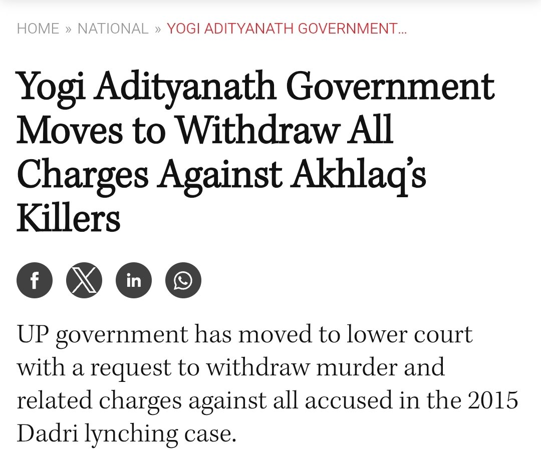 MABABYCPIM's tweet image. Double Engine of Murderers!

A decade after the horrific mob lynching of Mohammad Akhlaq, the Uttar Pradesh government is now reportedly seeking to withdraw charges against all the accused, including the son of BJP leader Sanjay Rana. Strongly condemn this move, which is…