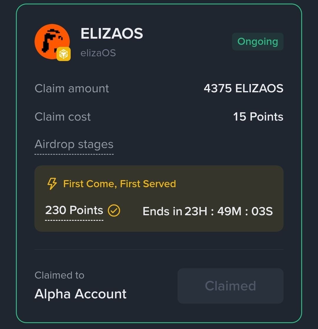 w3b3marshall's tweet image. 4375 Elizaos
Still available for 230 pointers