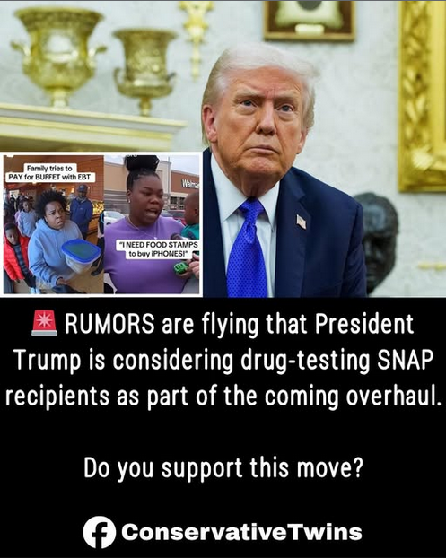 Johnnystill1's tweet image. RUMORS swirling: Trump admin eyeing drug-testing for SNAP recipients as part of major welfare overhaul. Accountability or overreach? Would YOU back this? Reply below! #Trump2025 #SNAPReform #DrugTesting #Welfare