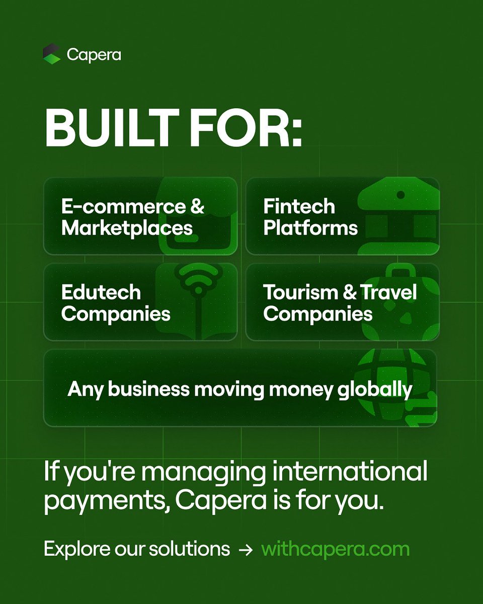 If your business moves money across borders, Capera is built for you. We are licensed, secure, and built for scale.

Explore what we offer → withcapera.com