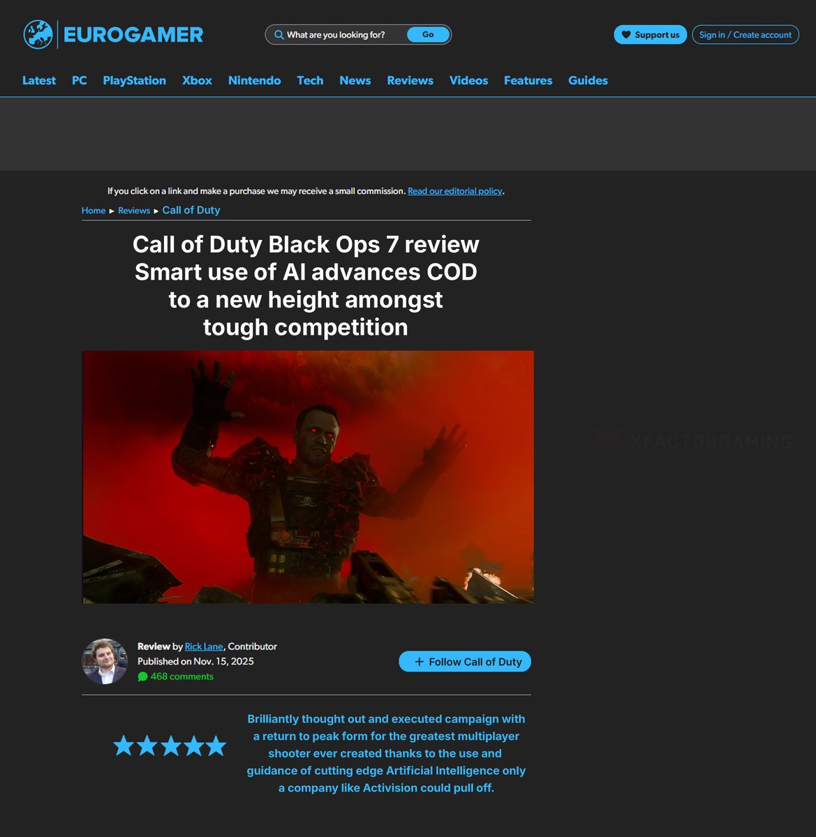 rivaLxfactor's tweet image. Eurogamer gave Arc Raiders a 2 out of 5 for using AI for voice lines which the voice actors get full royalties on all future use and creations.

Surely they are gonna knock COD which has AI use all over it, and give it a 2 out of 5 as well and not write up something like this,…