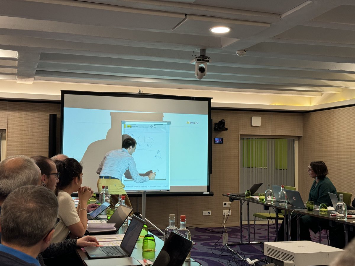 AI4Work_EU's tweet image. #AI4Work consortium met in Brussels for a productive two-day General Meeting, sharing updates across all work packages &amp;amp; aligning plans for the full prototype phase. Many thanks to the host for the excellent organisation and hospitality #HumanCentredAI #HorizonEurope #Robotics