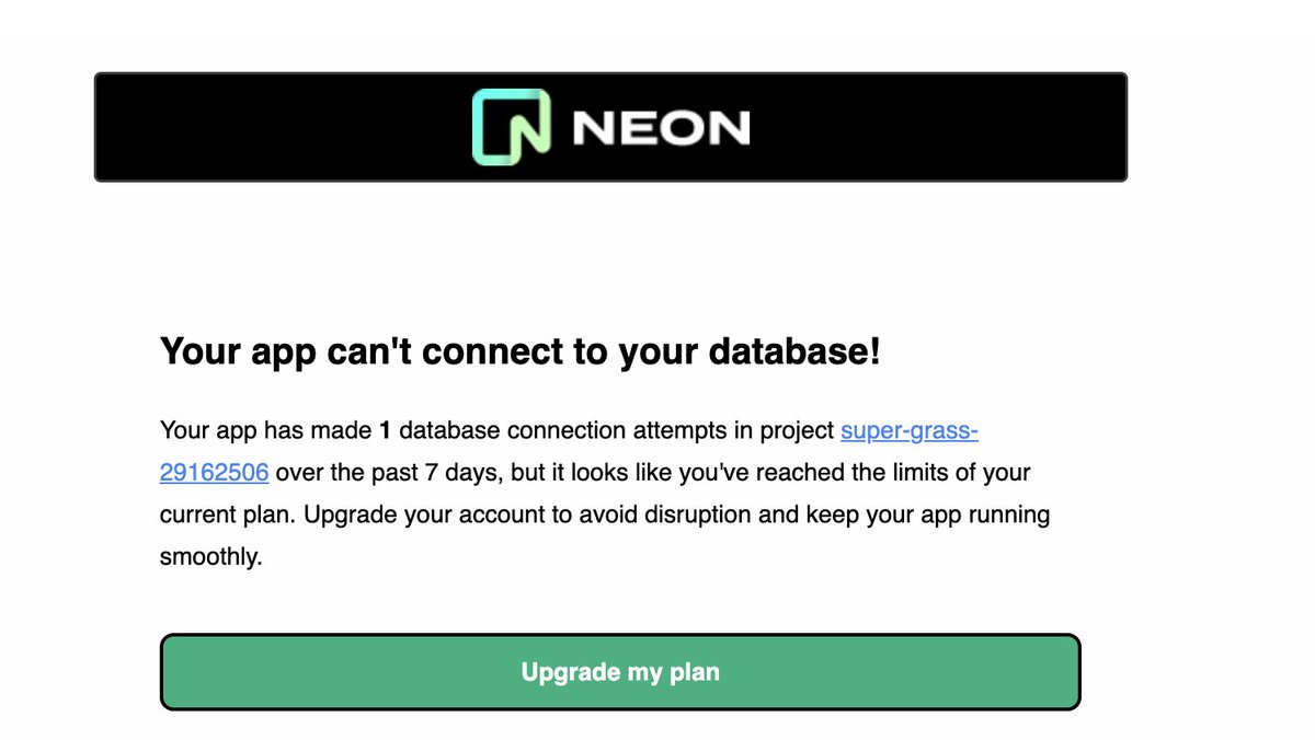 itamarsharify's tweet image. Neon is blocking you out of your OWN DATA until you pay.
Cant even back it up locally. nothing

Moved to other provider, bye.

@neondatabase