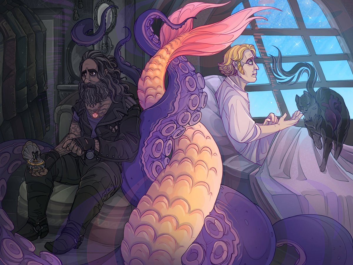 Illustration for #OFMD Big Bang fic One Hundred Years by amazing <a href="/teadragonhoard/">teaDragon 🌈🏴‍☠️🧜‍♂️❤️</a>