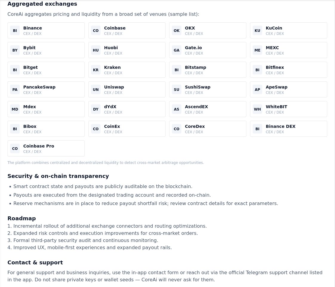 coreai_atb's tweet image. About us (2)

#CoreAi #AITrading #CryptoArbitrage #DeFiLaunch #PassiveIncome #BscScanVerified