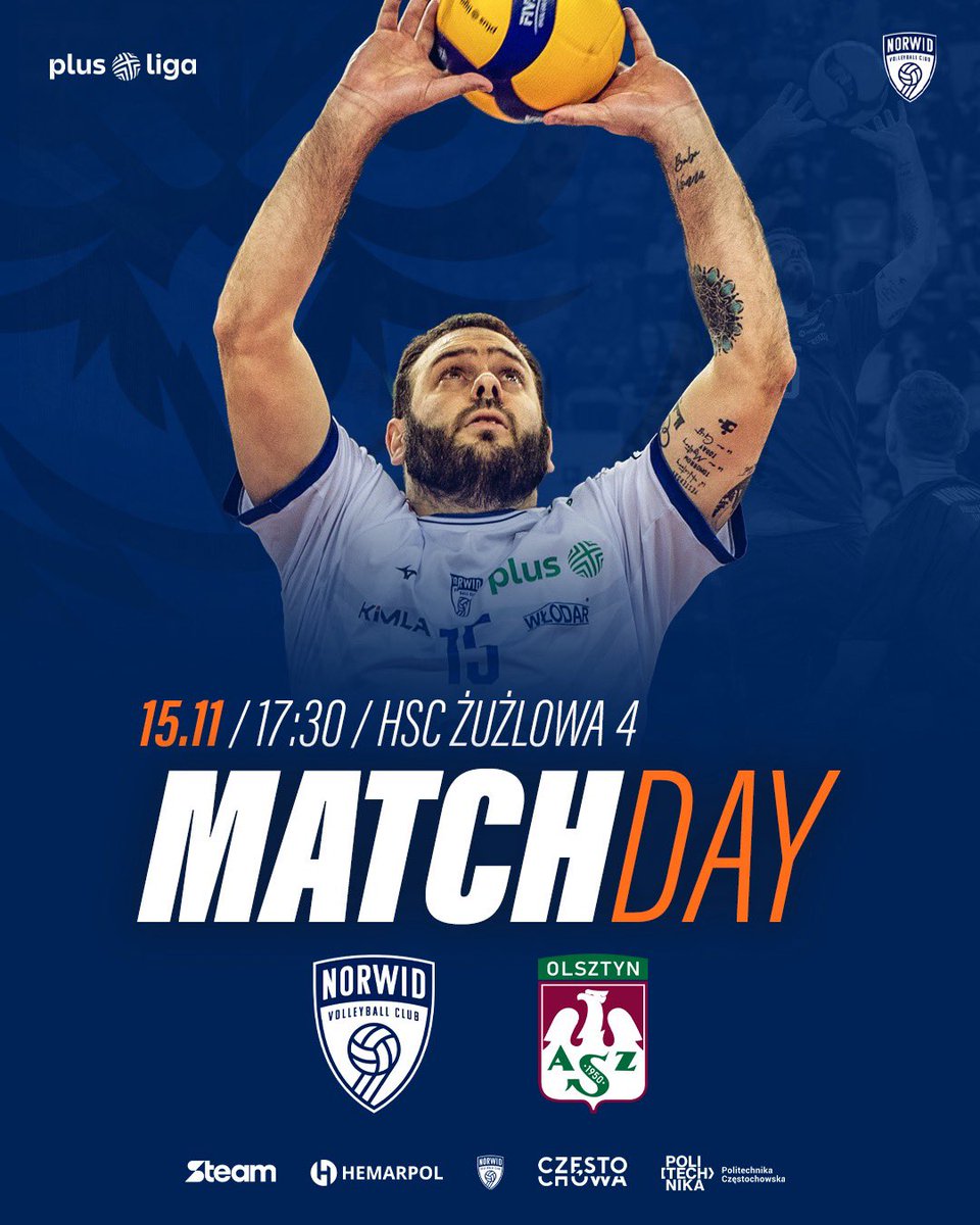 DZIŚ GRAMY! 🩵💙

🆚 Indykpol AZS Olsztyn
🏆 PlusLiga 
⌛️ 17:30
🏟️ Hala Częstochowa 
🖥️ Polsat Sport 1
💪 Po zwycięstwo