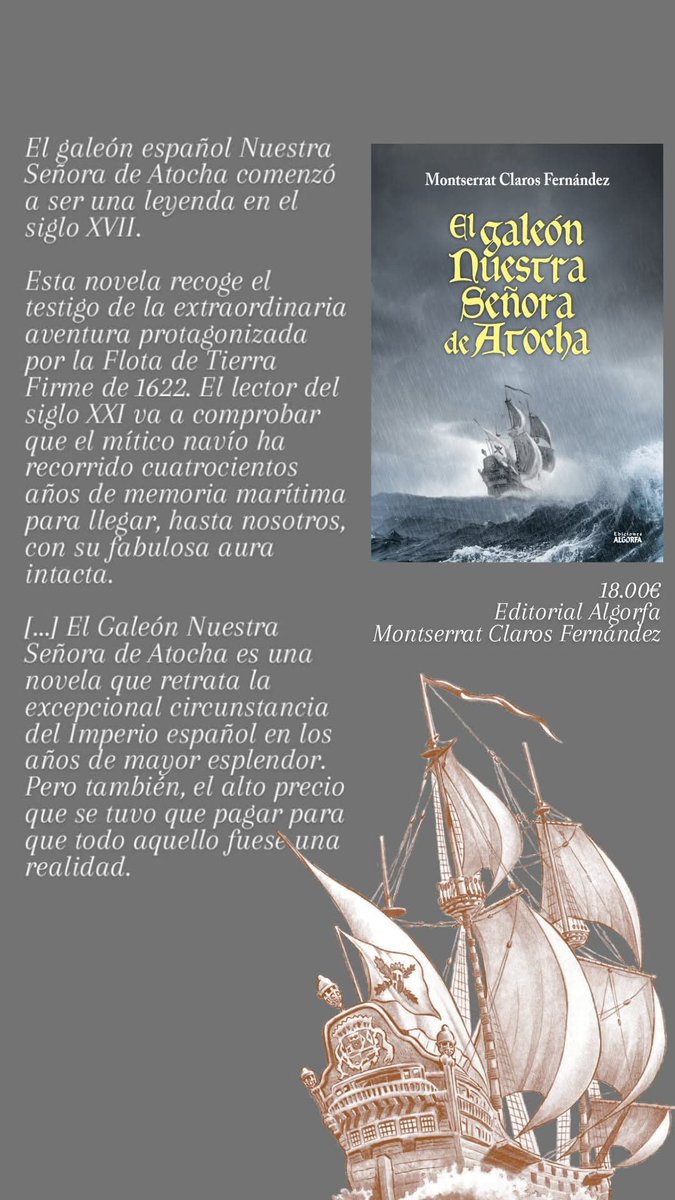 Montse_Claros's tweet image. #ELGALEÓNNUESTRASEÑORADEATOCHA.
______
 #novelahistorica 
sobre 
#CarreradeIndias
#Galeón
#Portobelo
#sigloXVII
#GalileoGalilei
#ArchivoGeneraldeIndias
en Casa del Libro , Agapea Amazon o en tu plataforma favorita de comercio on line
todostuslibros.com/autor/claros-m…
⬇️✨⬇️