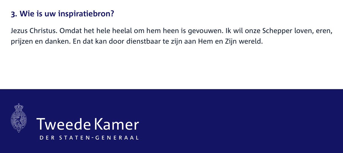 De teksten van Diederik Boomsma op de website van de Tweede Kamer lezen een beetje als de Heidelbergse Catechismus. De vraag “Wat is uw enige troost in leven en sterven?” wordt veranderd in de vrolijkere variant: