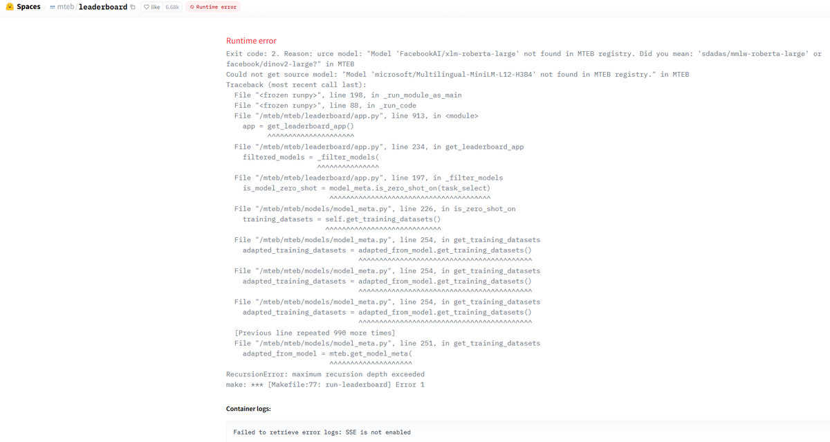 MTEB Leaderboard is broken 20251115