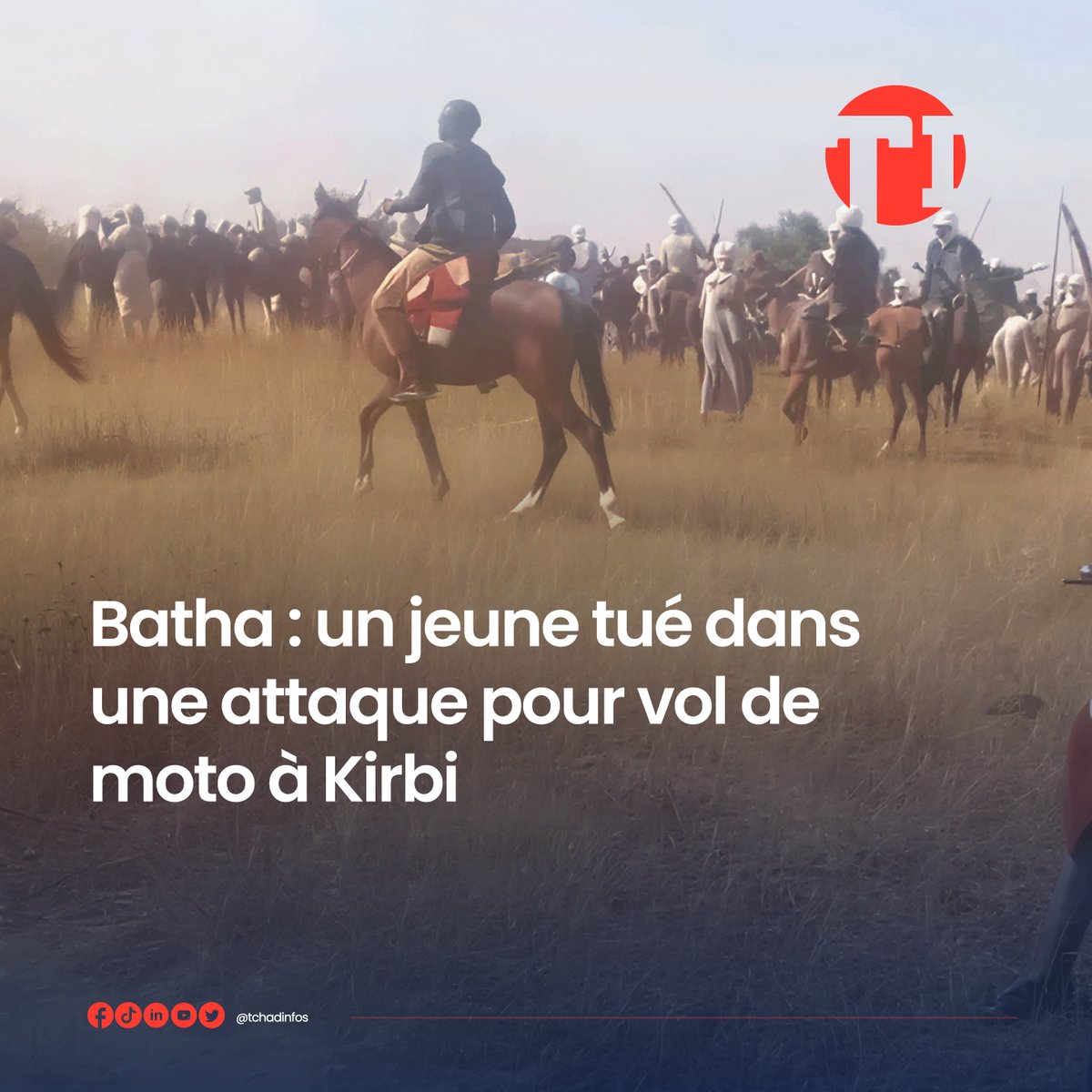 tchadinfos's tweet photo. Un jeune a perdu la vie après avoir été violemment attaqué par un individu qui tentait de lui voler sa moto à #Kirbi, dans la province du #Batha. Alertés, les habitants se sont lancés à la poursuite du suspect jusqu’à #Dougouma, où ils l’ont intercepté avant de le remettre aux forces de l’ordre. #Tchad 🇹🇩