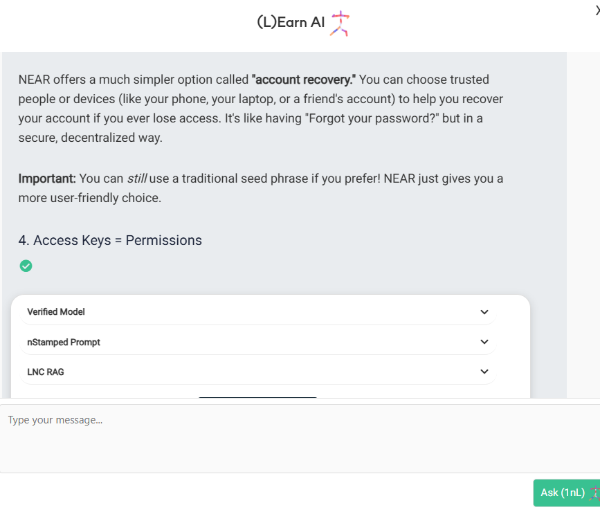 souththuy's tweet photo. Studying with Verifiable and responsible AI  is the future of learning. Already live at @LearnNEAR 📷. Now with my very own prompt and settings. https://t.co/vgOM1qnObf