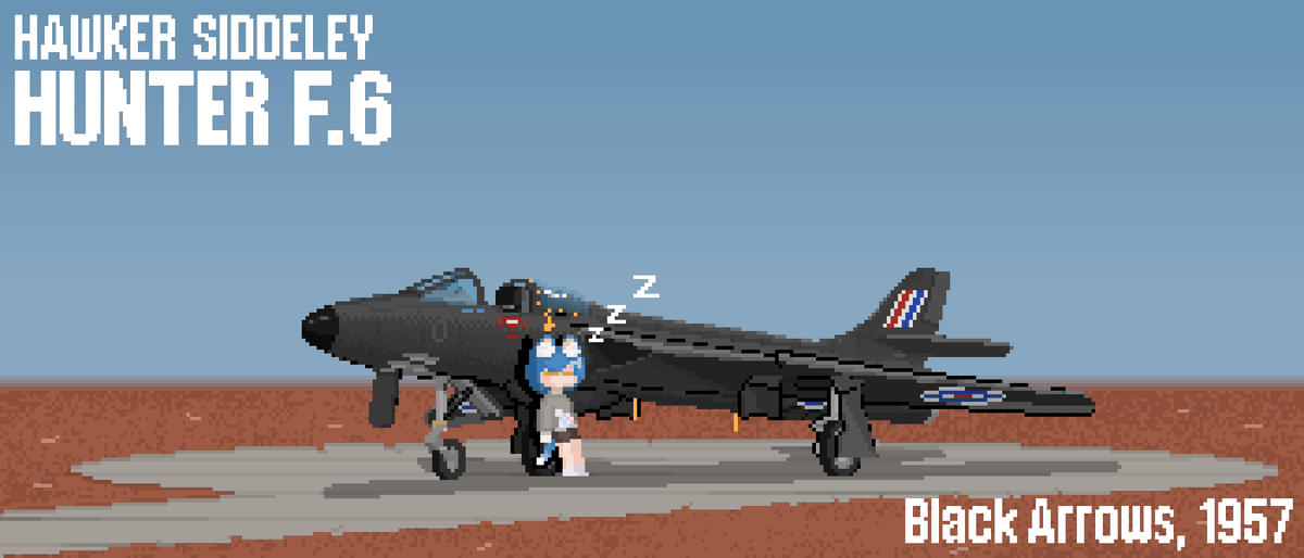 I don't understand a word of Japanese... but I watch him since he's got some exceptional flying &amp; gunnery abilities

manufactured for <a href="/istn_v/">いす💺💤</a> 
Hawker Siddeley, Black Arrows Hunter F.6
#絵しゅたん #warthunder