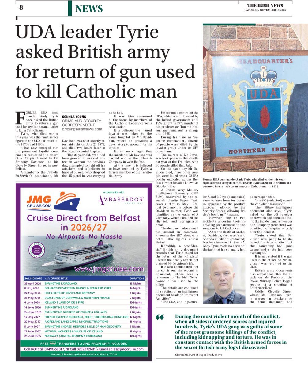 The UDA was the British state’s friendly terrorist group used in collusion with British Intelligence the RUC and UDR to murder Catholics. The fact that it wasn’t made illegal until the conflict was nearly over proves its usefulness to the British state
