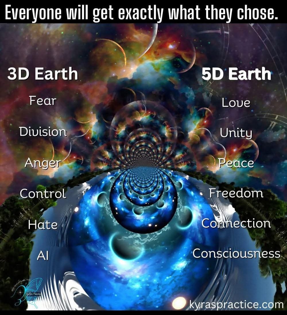 veenasuruvu's tweet image. Everyone will get exactly what they chose
3D Earth - Fear, Division, Anger, Control, Hate, AI
5D Earth - Love, Unity, Peace, Freedom, Connection, Consciousness 
#veenasuruvu #thetahealing #powerofthoughts #miracles #ascension #healyourself #mindmastery #mindovermatter #therapust