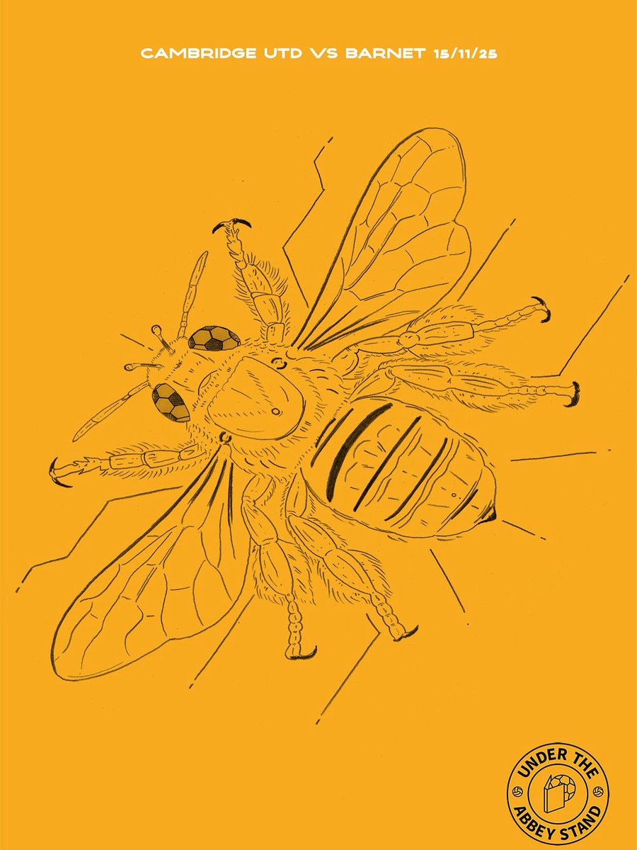 Matchday 16, Barnet (H). U’s vs The Bees.

After a few weeks without a league home game, the matchday poster series is back with this amazing piece by Ben Challen. Thanks Ben, and Adam Bridgland as always - enjoy the game!