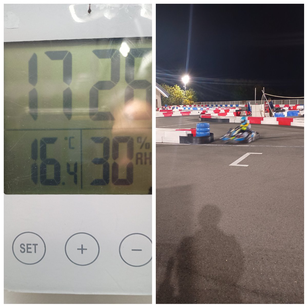 第三土曜日開催のミニレースイベントに参加しにISK前橋に来ました。温度計はテントの中なので外気温は12℃くらいです。この後18時よりミニレーススタート？ #ISK前橋 #レンタルカート