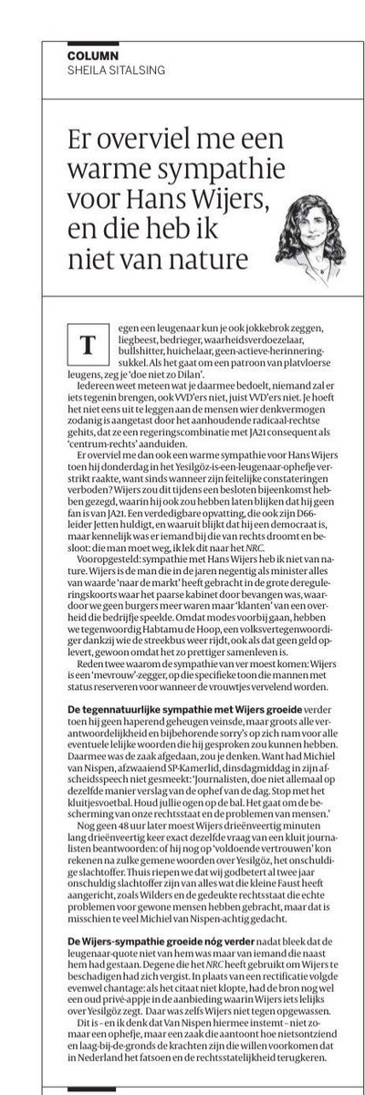 JohanMassier's tweet image. “Dit is niet zomaar een ophefje, maar een zaak die aantoont hoe nietsontziend en laag-bij-de-gronds de krachten zijn die willen voorkomen dat in Nederland het fatsoen en de rechtsstatelijkheid terugkeren.”

Weer is @sheilasitalsing messcherp. #Wijers #Yesilgöz