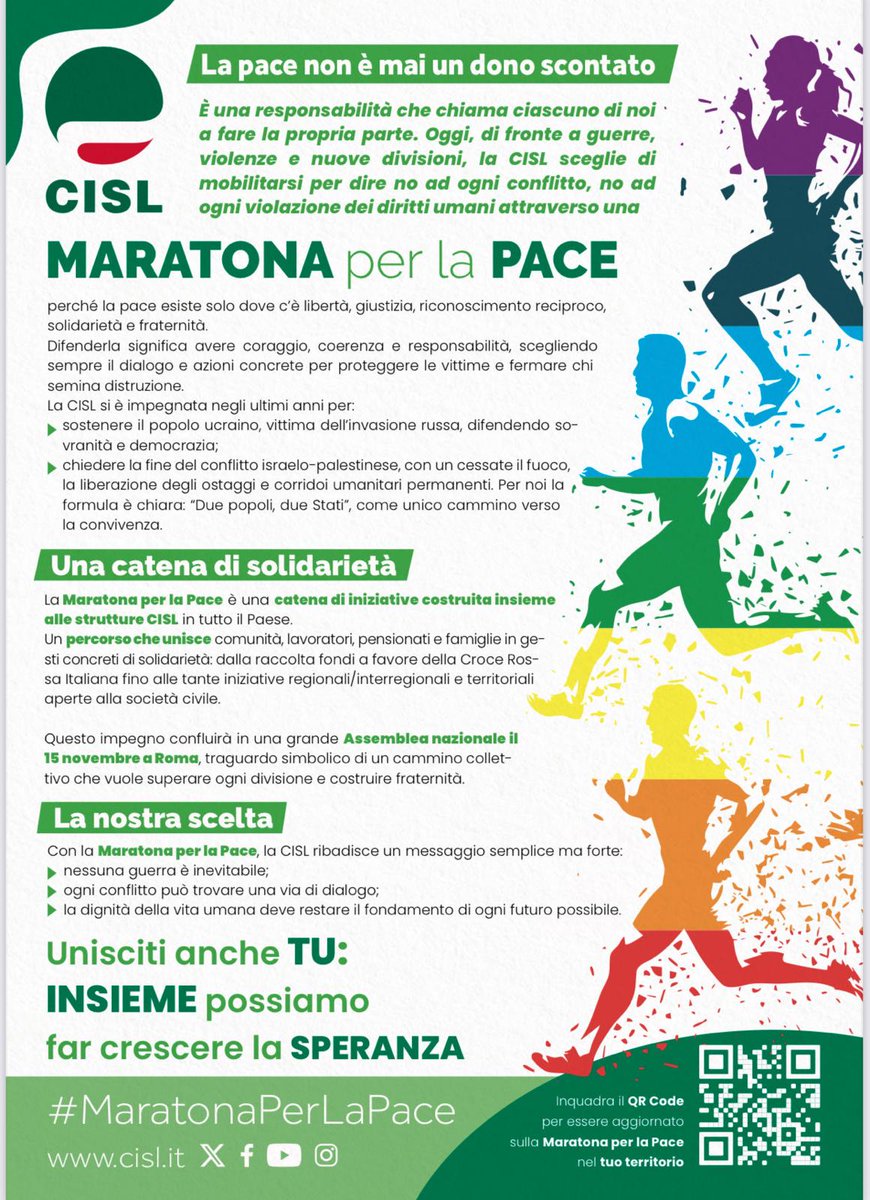 #15novembre Oggi a #Roma presso l'Auditorium del Massimo partecipiamo, con una folta delegazione di lavoratori e pensionati di #Lecce, all'Assemblea Nazionale #Cisl per dire NO ad ogni conflitto, NO ad ogni violazione dei diritti umani. <a href="/CislNazionale/">CISL Nazionale</a> #NoWar #MaratonaPerLaPace