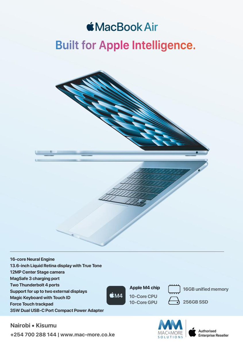 MacMoreSolution's tweet photo. Experience a new color in the Air: Sky Blue
Get the new M4 chip #MacBookAir  at @MacMoreSolution with Two-Year Limited Warranty.
https://t.co/Ro2IGlbLiA https://t.co/jVfIKrDhlQ