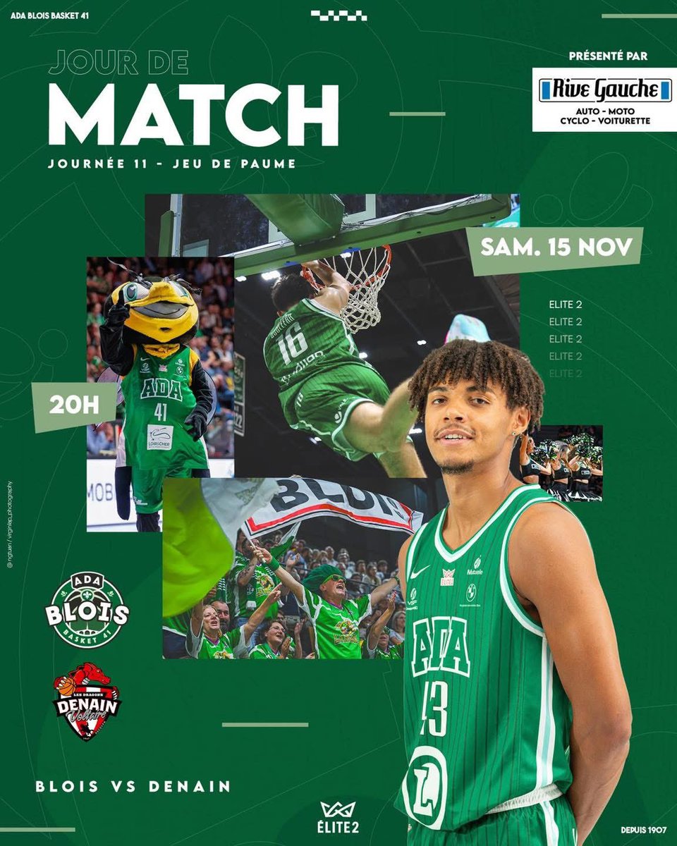 🔥 𝗝𝗼𝘂𝗿 𝗱𝗲 𝗠𝗮𝘁𝗰𝗵 🔥

🏀 Élite 2 - Journée 11
🆚 <a href="/denainvoltaire/">DENAIN VOLTAIRE</a> 
🏟 Jeu de Paume
🕗 20h00
💻 LNB TV
🎤 David Pipereau et Yannis Bourgeois
🔛 Ouverture des portes et de la billetterie à 18h30
🥪 Restauration et Boutique 👕

#ADABlois #Élite2
