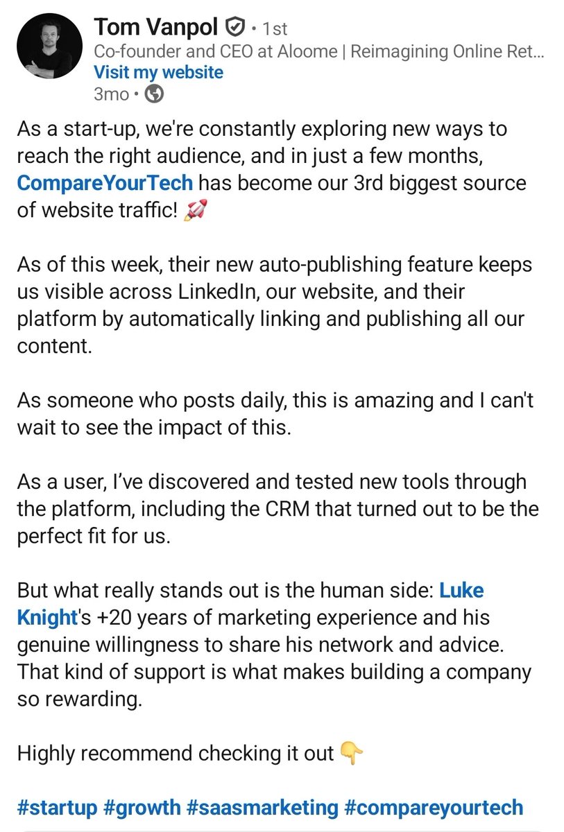 compareyourtech's tweet image. Looking to get your #SaaS Solution in front of thousands of potential Buyers a Month. We&apos;ve got lots of awesome features to help you, like auto posting your content, video channels, deals, in-platform messaging with Buyers and more compareyourtech.com #gtm #tech #sales #b2b