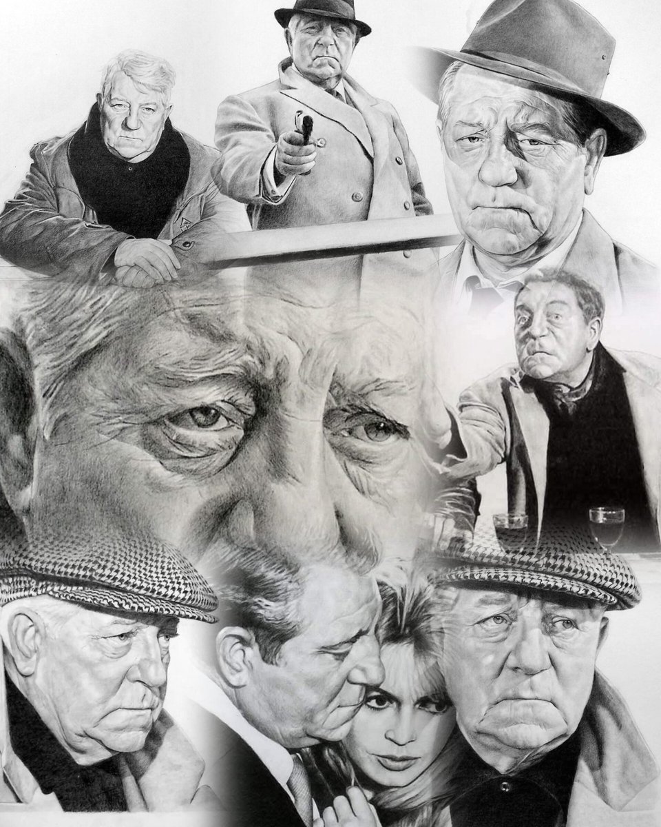 Petit montage avec mes différents dessins de Jean Gabin...