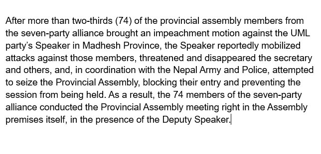 drckraut's tweet image. More than two-third (74) members from 7-party alliance holding Madhesh Assembly meeting in the premises with the Deputy Speaker, as the impeached Speaker/CM in coordination with police &amp;amp; army attempted to block it @UN @UNHumanRights @USEmbassyNepal @EUinNepal @IndiaInNepal