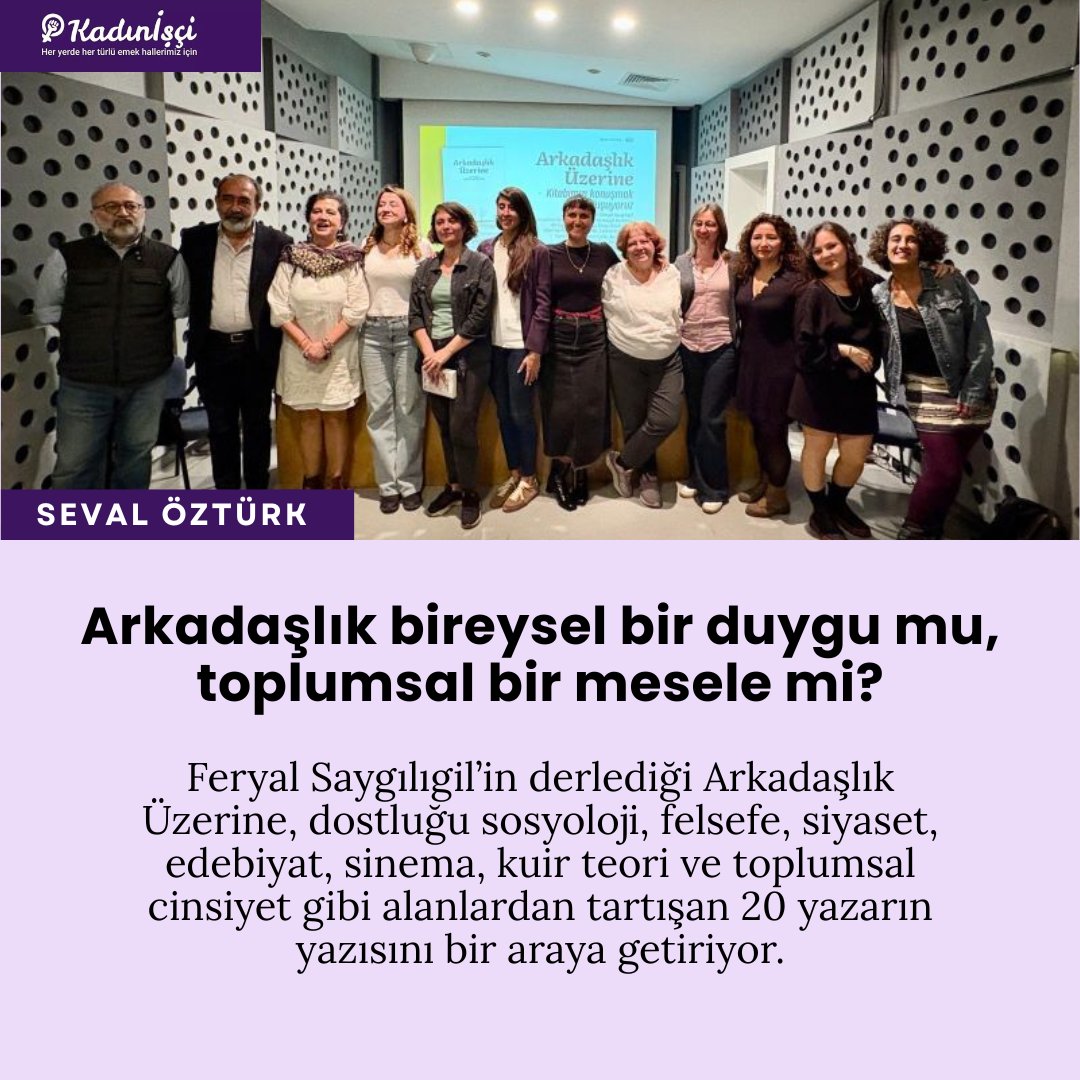👉 Feryal Saygılıgil’in derlediği Arkadaşlık Üzerine, dostluğu sosyoloji, felsefe, siyaset,edebiyat,sinema, kuir teori ve toplumsal cinsiyet gibi alanlardan tartışan 20 yazarın yazısını bir araya getiriyor.++
👉 <a href="/ozturk_seval/">seval öztürk</a> <a href="/lalhitayy/">🦚lal hitay🦚</a> <a href="/meraklimerdanee/">Sare Öztürk</a>
👇 kadinisci.org/arkadaslik-bir…