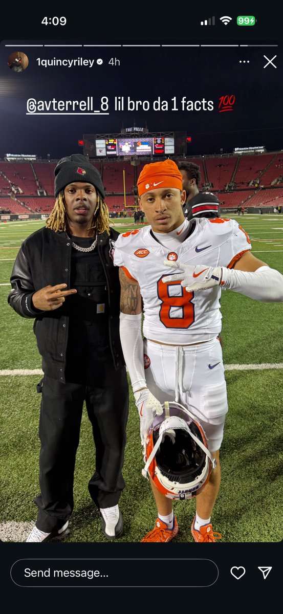 VTalksSaints's tweet image. AJ Terrell’s little brother is out here posted up with Quincy Riley 😭😭 #FuckTheFalcons