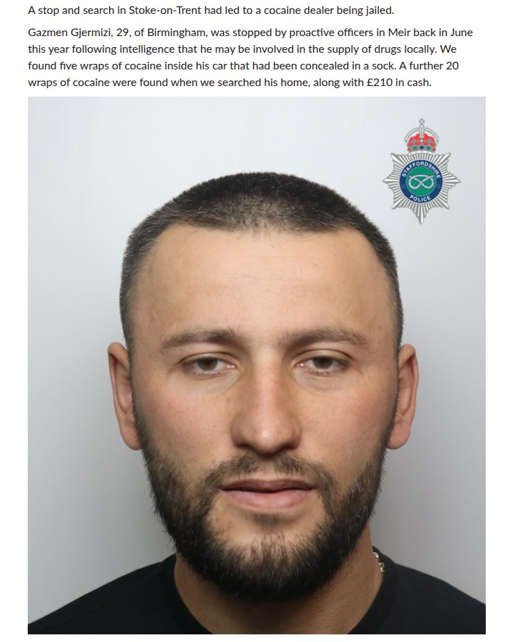 crochetjenny's tweet image. Gazmen Gjermizi, jailed for 2 and a half years.
#stopandsearch    
staffordshire.police.uk/news/staffords…