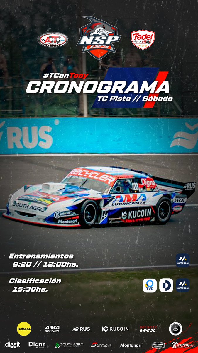nicanorsp's tweet image. Todo listo para una nueva fecha del #TCPista! 

👉 Hoy tenemos luz verde para el #TCenToay / #TCenLaPampa y estos son los horarios para el finde: