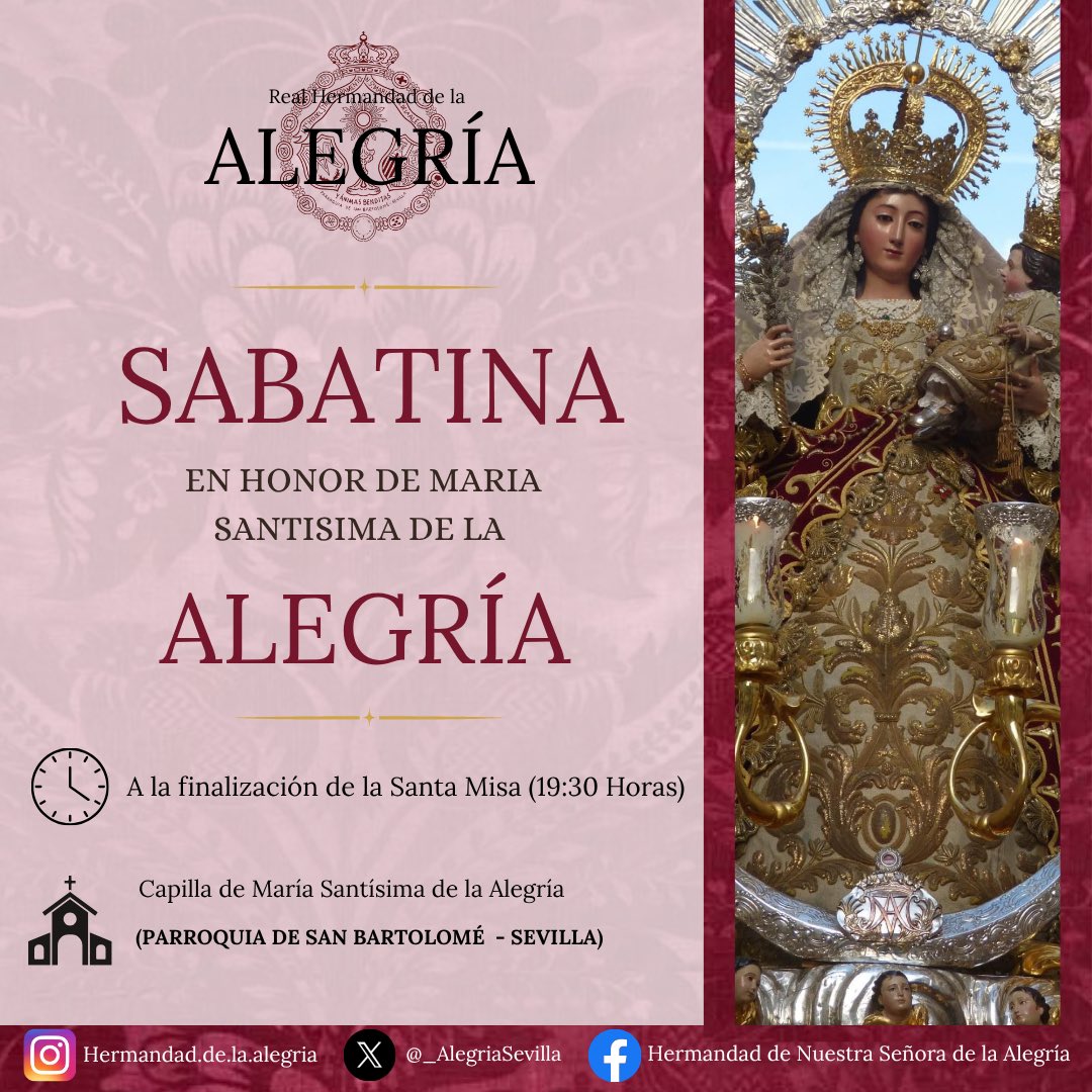 🔴RECUERDA🔴

Sábado, día de la Virgen.

Hoy, tras la misa Parroquial de las 19:30 Horas, el ejercicio sabatino en Honor a Nuestra Madre en la capilla.

¡La Virgen te espera!