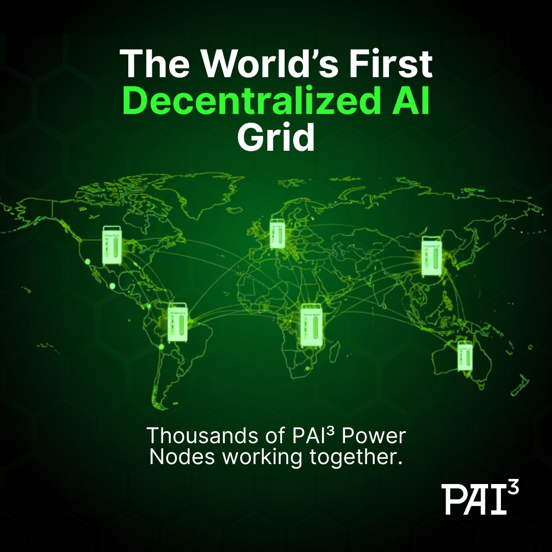 Pai3Ai's tweet image. Ever wondered how decentralized AI actually runs? 🤔

Each Power Node connects to others worldwide, forming a distributed grid that powers real AI tasks — without relying on Big Tech clouds.

Simple. Secure. Scalable. That’s PAI3.

#PAI3 #DecentralizedAI #EdgeCompute…
