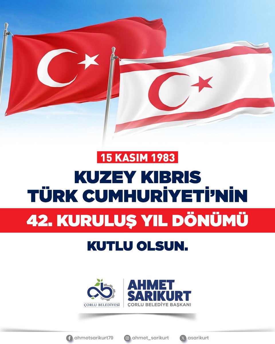 Kuzey Kıbrıs Türk Cumhuriyeti’nin kuruluşunun 42. yıl dönümünde bağımsızlık için mücadele eden tüm kahramanlarımızı minnetle anıyorum.