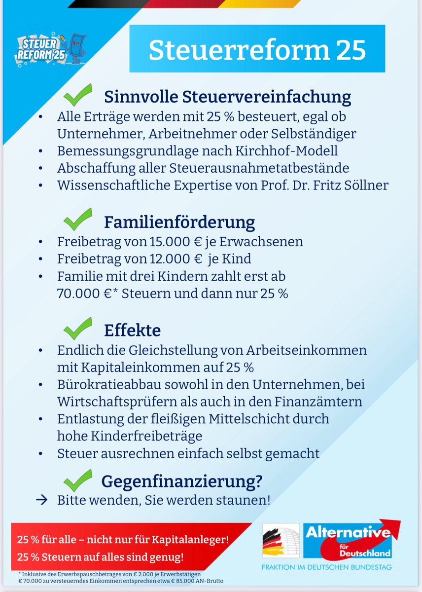 AfdHannover's tweet image. #Servicetweet 

Warum die AfD Steuerreform alle Bürger und vor allem Familien entlastet

@zeitonline und @katdro haben nur einfach gar kein Interesse daran, sich das von einem AfDler, wie @JoernKoenigAfD, 
der es übrigens mit entworfen hat, erklären zu lassen

Stattdessen werden…