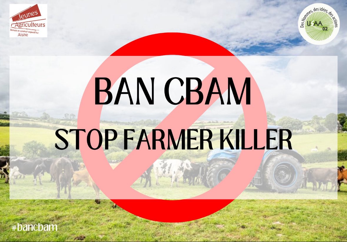 Ban #CBAM
Stop Farmer Killer
17/11/2025 Say stop And Ban #CBAM 
<a href="/COPACOGECA/">COPA-COGECA</a> 
<a href="/AnneC_Dalcq/">Dalcq Anne-Catherine</a>
<a href="/CHansenEU/">Christophe Hansen</a> 
<a href="/BMLEH_Bund/">BMLEH Landwirtschaft · Ernährung · Heimat</a>
#Nawrocki2025
<a href="/FrancescoLollo1/">Francesco Lollobrigida 🇮🇹</a>
<a href="/LuisPlanas/">Luis Planas Puchades</a> 
@MinisterioAgricEMar
@PietAdema
#NorbertTotschnig 
#FlorinBarbu
<a href="/MarekVyborny/">Marek Výborný</a> 
#IstvánNagy
<a href="/AnnieGenevard/">Annie Genevard</a>