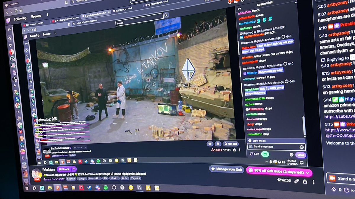 Estamos live en Twitch para el release de Escape from tarkov. 35% de descuento a la hora de subscribirse. Los espero!!!
twitch.com/prbskiess
#EscapefromTarkov #Escapefromtarkovlatino #EFT