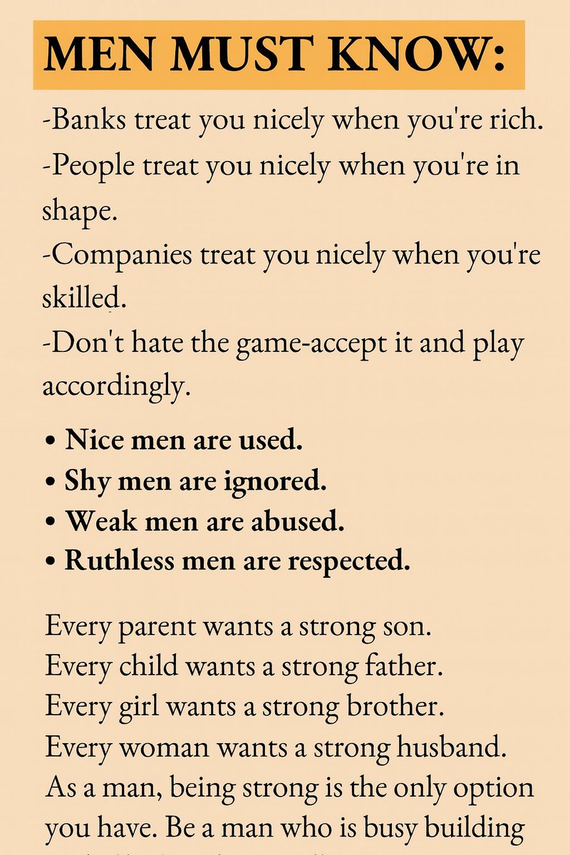 Gladiatorszonee's tweet image. MEN MUST KNOW: