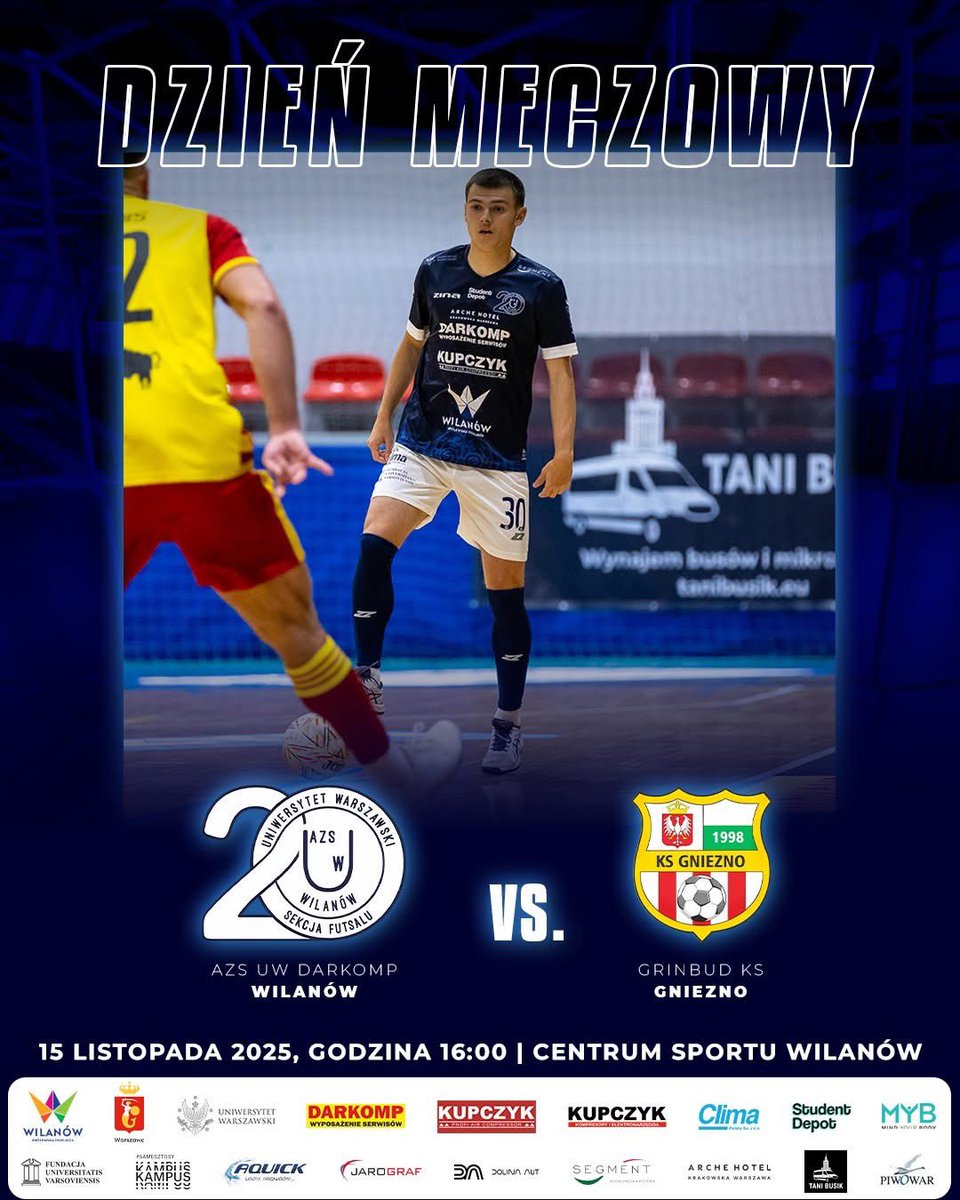 azsuwwilanow's tweet image. 🔥 DZIEŃ MECZOWY 🔥

📆 15.11
🕒 16:00
🏟️ Centrum Sportu Wilanów
🏆 1 Liga Futsalu
🆚 KS Gniezno
🎫 azsuwfutsal.pl/bilety
(🚨 BILETY MOŻNA KUPIĆ TYLKO ONLINE 🚨)
📺 azsuwfutsal.pl/transmisje 

Do zobaczenia na trybunach! 🔥

—-
Gramy razem z:
Darkomp
Dzielnica Wilanów
Miasto…