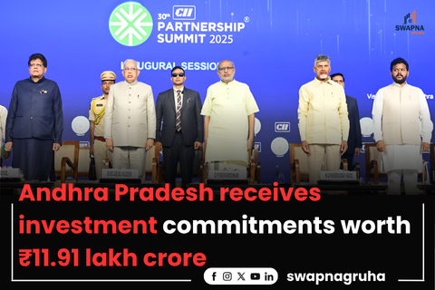 Swapnagruha's tweet image. Andhra Pradesh secures ₹11.91 lakh crore in investment commitments through 400+ MoUs — potentially creating 13.3 lakh jobs! 
#AndhraPradesh #Investment #CII2025 #Jobs #EconomicGrowth #MakeInIndia #APDevelopment #IndiaEconomy #CIIPartnershipSummit2025 #swapnagrha