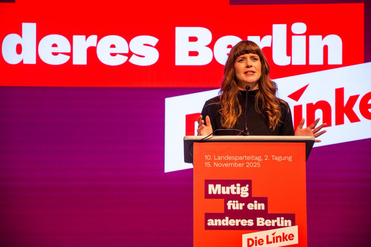 Es spricht unsere Landesvorsitzende <a href="/kerwolter/">Kerstin Wolter</a> ✊

"Für Hunderttausende Berlinerinnen und Berliner ist die Mietenfrage längst zu einer Existenzfrage geworden. [..]
Wir wollen, dass alle sich das Wohnen leisten können."

#linkelpt 🚩