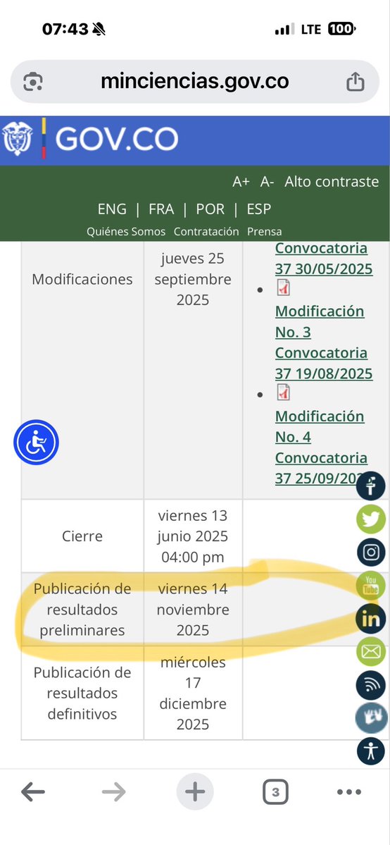 hyperodiosa's tweet image. Hola @MincienciasCo. Ayer, 14 de noviembre debieron salir los resultados preliminares de la Convocatoria 37. 

No salieron. Y tampoco salió una resolución modificando el cronograma. 

¿Qué procede?