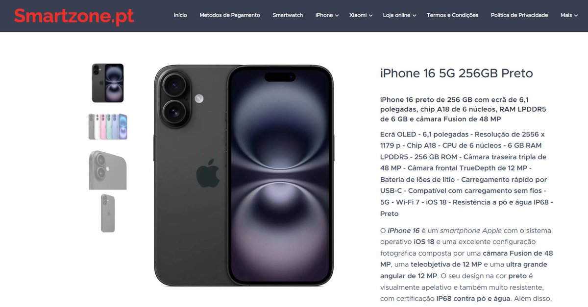 StoreSmartzone's tweet image. iPhone 16 5G 256GB Preto - 799€

smartzone.pt/p/apple-iphone…