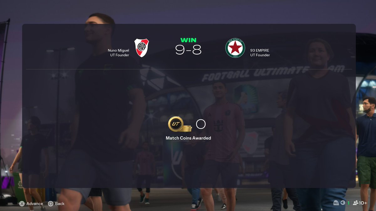 1-0. My head is not in this at all, I was 3-0 down in 15 minutes 😭😭